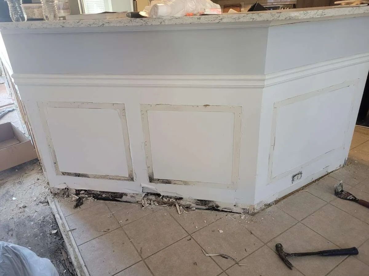 Water damage and mold on kitchen during Burst Pipe Cleanup in Absecon